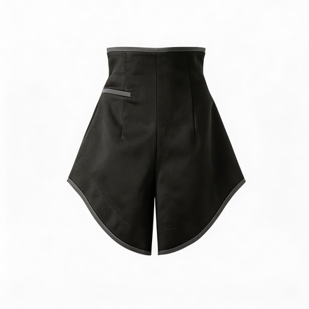 "HIGHRISE" BLACK HIGH-WAISTED STRUCTURED SHORTS / 020508B