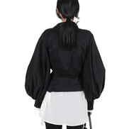 BLACK Bubble Sleeve BLOUSE / 33080301B