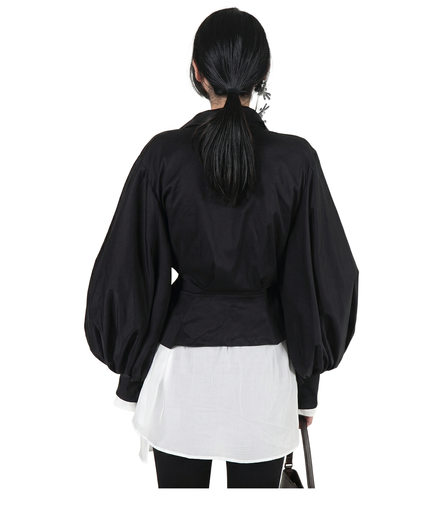 BLACK Bubble Sleeve BLOUSE / 33080301B