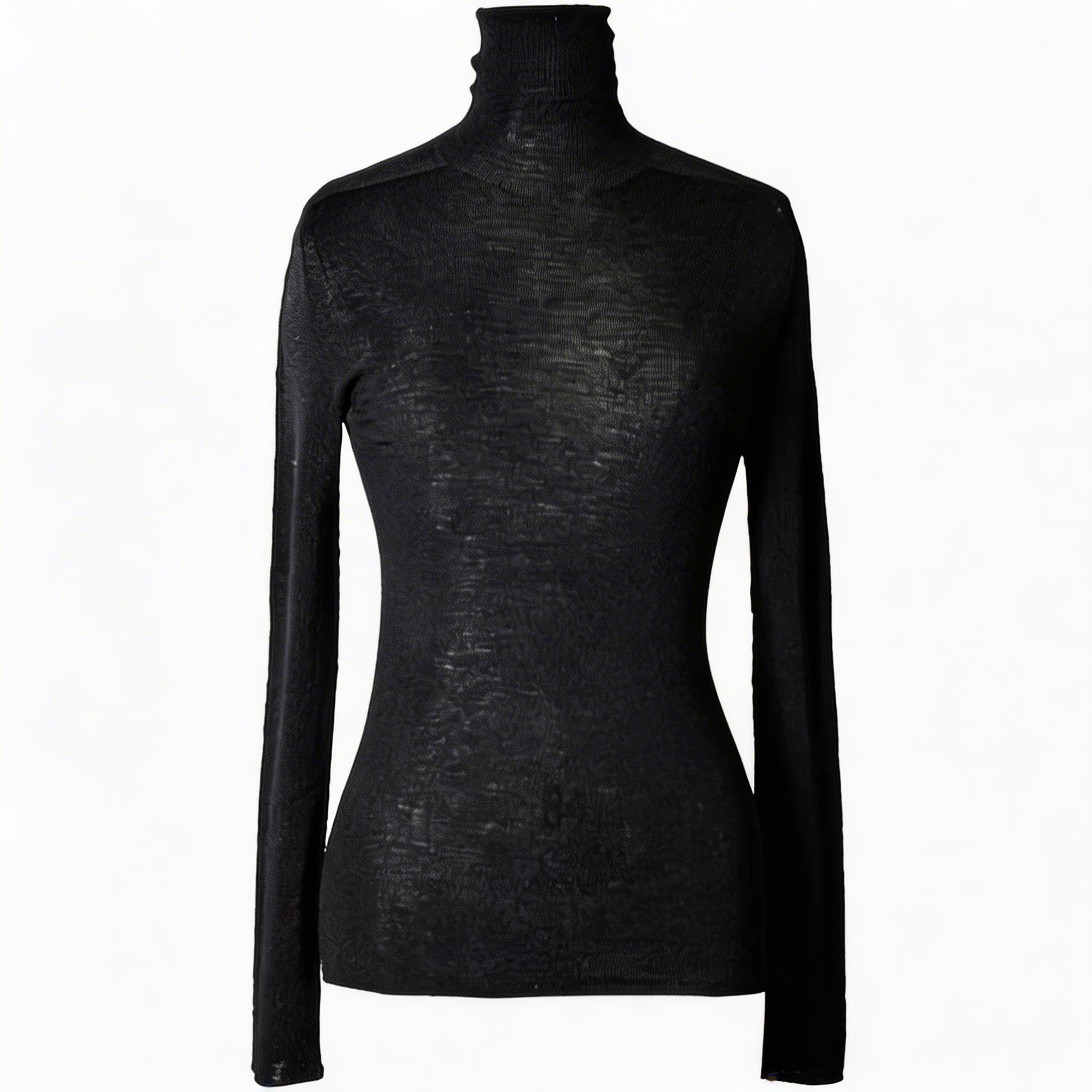 Sheer Knit Turtleneck — Ivory / Noir / 092501B