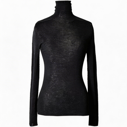 Sheer Knit Turtleneck — Ivory / Noir / 092501B