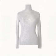 Sheer Knit Turtleneck — Ivory / Noir / 092501B