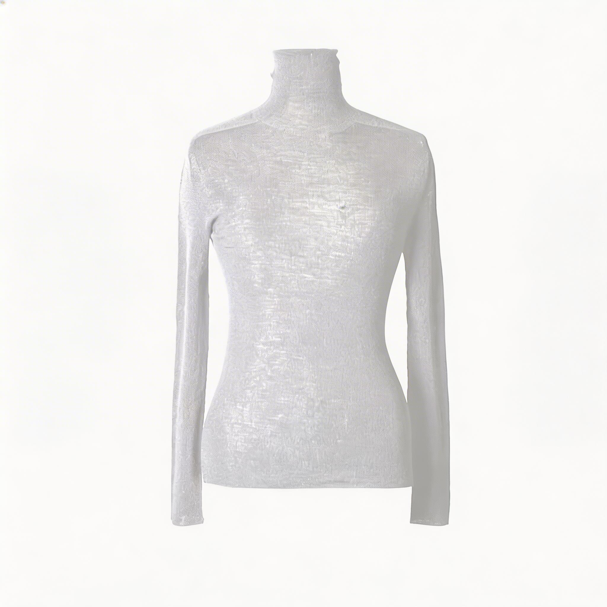 Sheer Knit Turtleneck — Ivory / Noir / 092501B