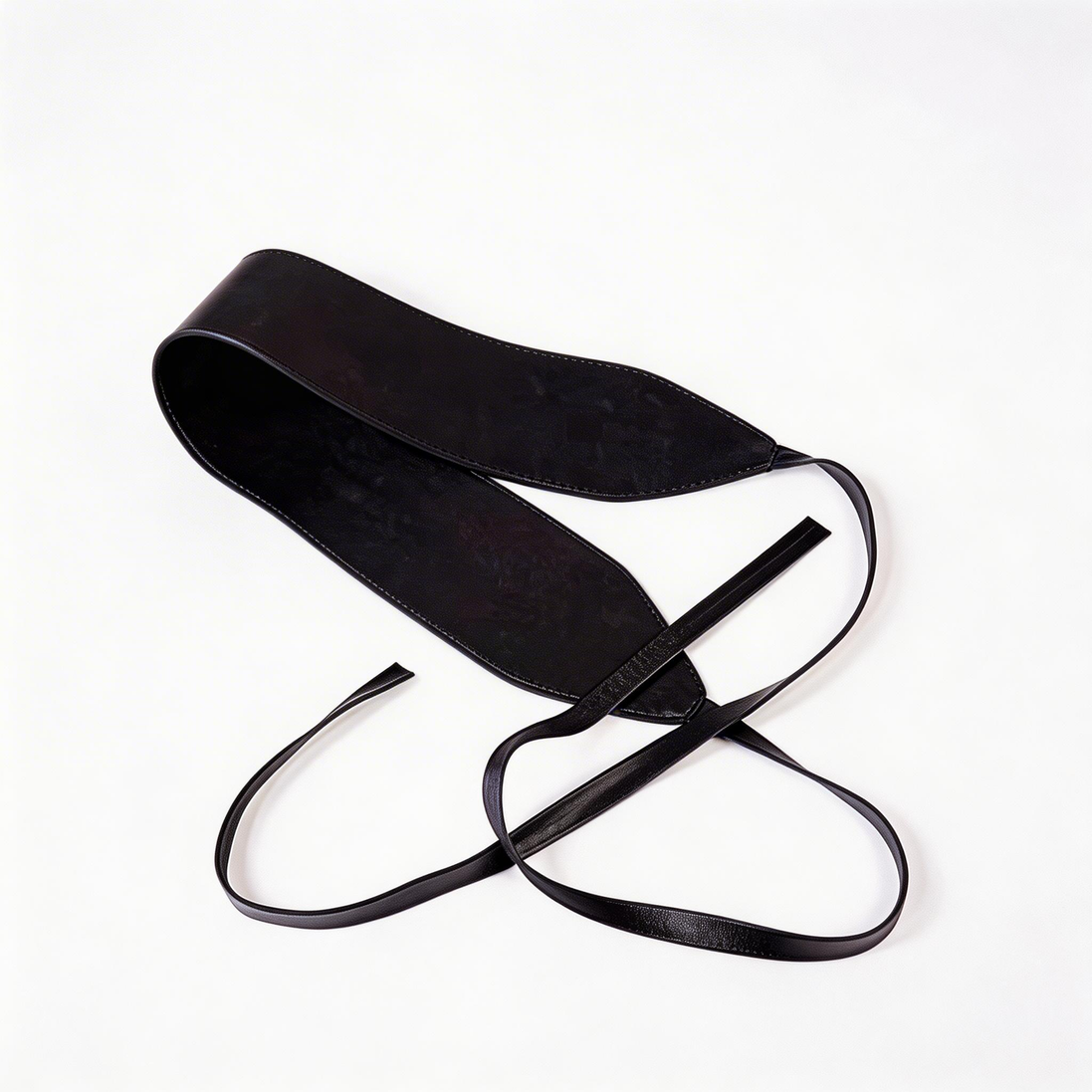 "CROSSOVER"BLACK LEATHER STRAPS BELT / 30214Y1