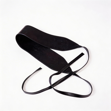 "CROSSOVER"BLACK LEATHER STRAPS BELT / 30214Y1