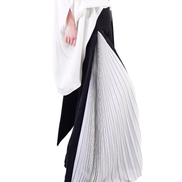 Monochrome Pleated Panel Wide-Leg Trousers / 3052003