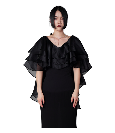 Tiered Organza Ruffle Cape Top / 3061401