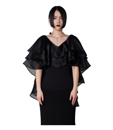Tiered Organza Ruffle Cape Top / 3061401