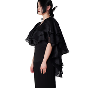 Tiered Organza Ruffle Cape Top / 3061401