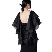 Tiered Organza Ruffle Cape Top / 3061401