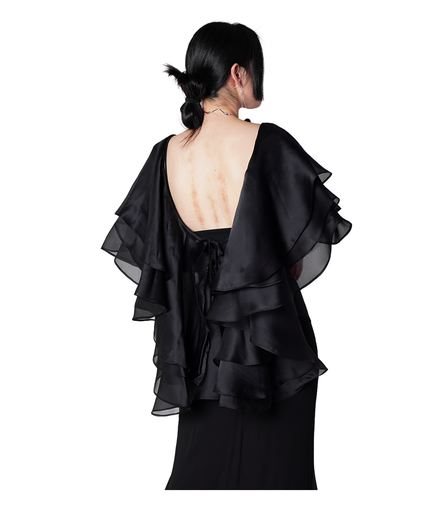Tiered Organza Ruffle Cape Top / 3061401