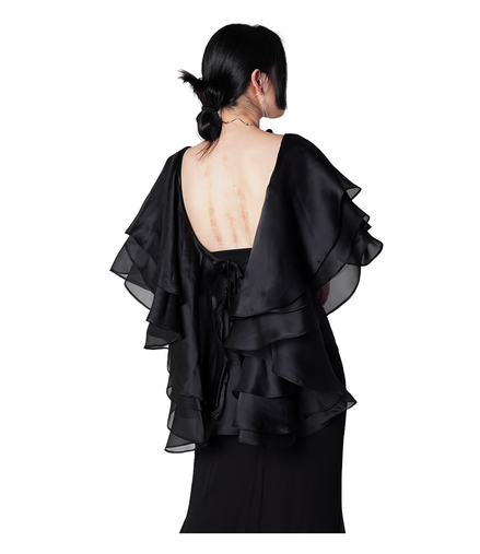 Tiered Organza Ruffle Cape Top / 3061401