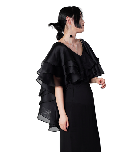 Tiered Organza Ruffle Cape Top / 3061401