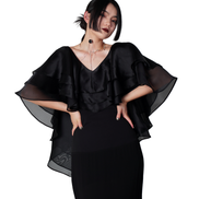 Tiered Organza Ruffle Cape Top / 3061401