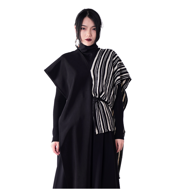 Asymmetric Stripe-Panel Cape Maxi Top / 3102203