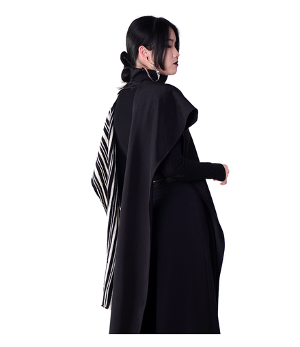 Asymmetric Stripe-Panel Cape Maxi Top / 3102203