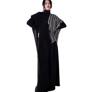 Asymmetric Stripe-Panel Cape Maxi Top / 3102203