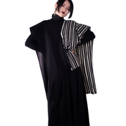 Asymmetric Stripe-Panel Cape Maxi Top / 3102203