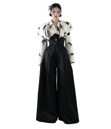 NOIR V-NECK HIGH WAIST WIDE-LEGGING / 3120906