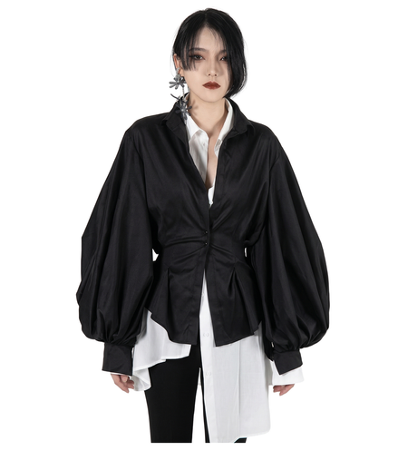 BLACK Bubble Sleeve BLOUSE / 33080301B
