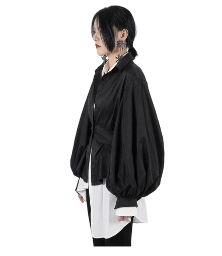 BLACK Bubble Sleeve BLOUSE / 33080301B