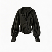 BLACK Bubble Sleeve BLOUSE / 33080301B