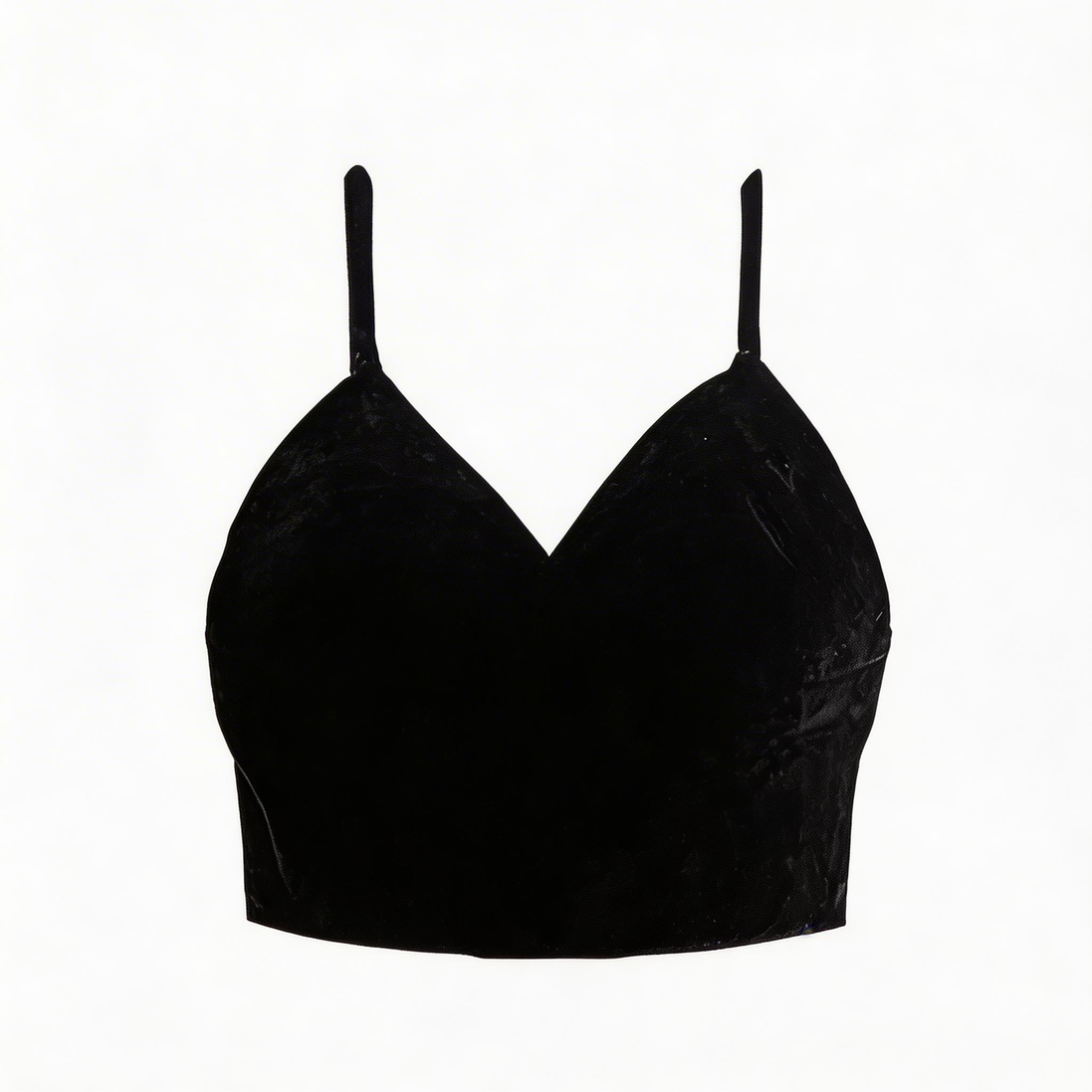 "CARBON" BLACK VELVET CROP TOP / 33080701