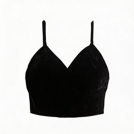 "CARBON" BLACK VELVET CROP TOP / 33080701
