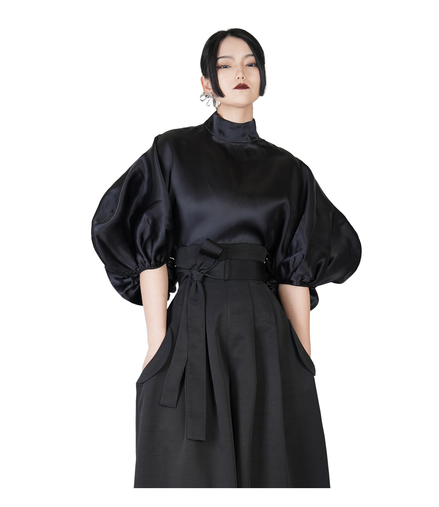 Revenant Lantern-Sleeve High-Neck Top / 4030206