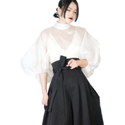 Revenant Lantern-Sleeve High-Neck Top / 4030206