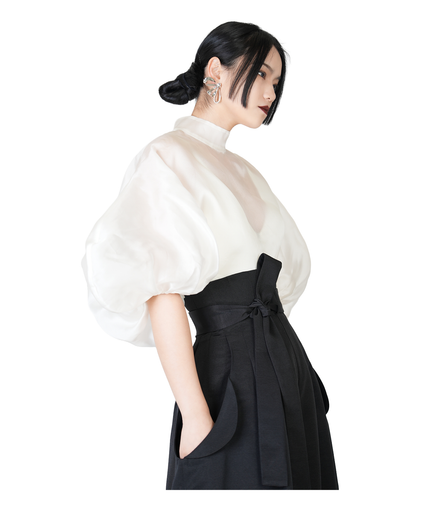 Revenant Lantern-Sleeve High-Neck Top / 4030206