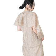 Champagne Jacquard Draped Cape Top / 4041301