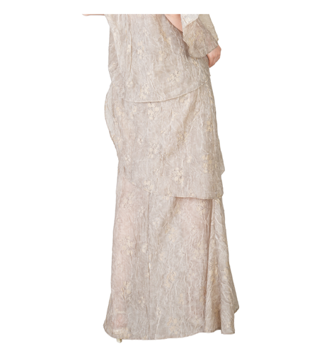 Champagne Jacquard Layered Mermaid Maxi Skirt / 4041301