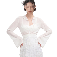 Mist Sheer Flare-Cuff Open Shirt / 4050103