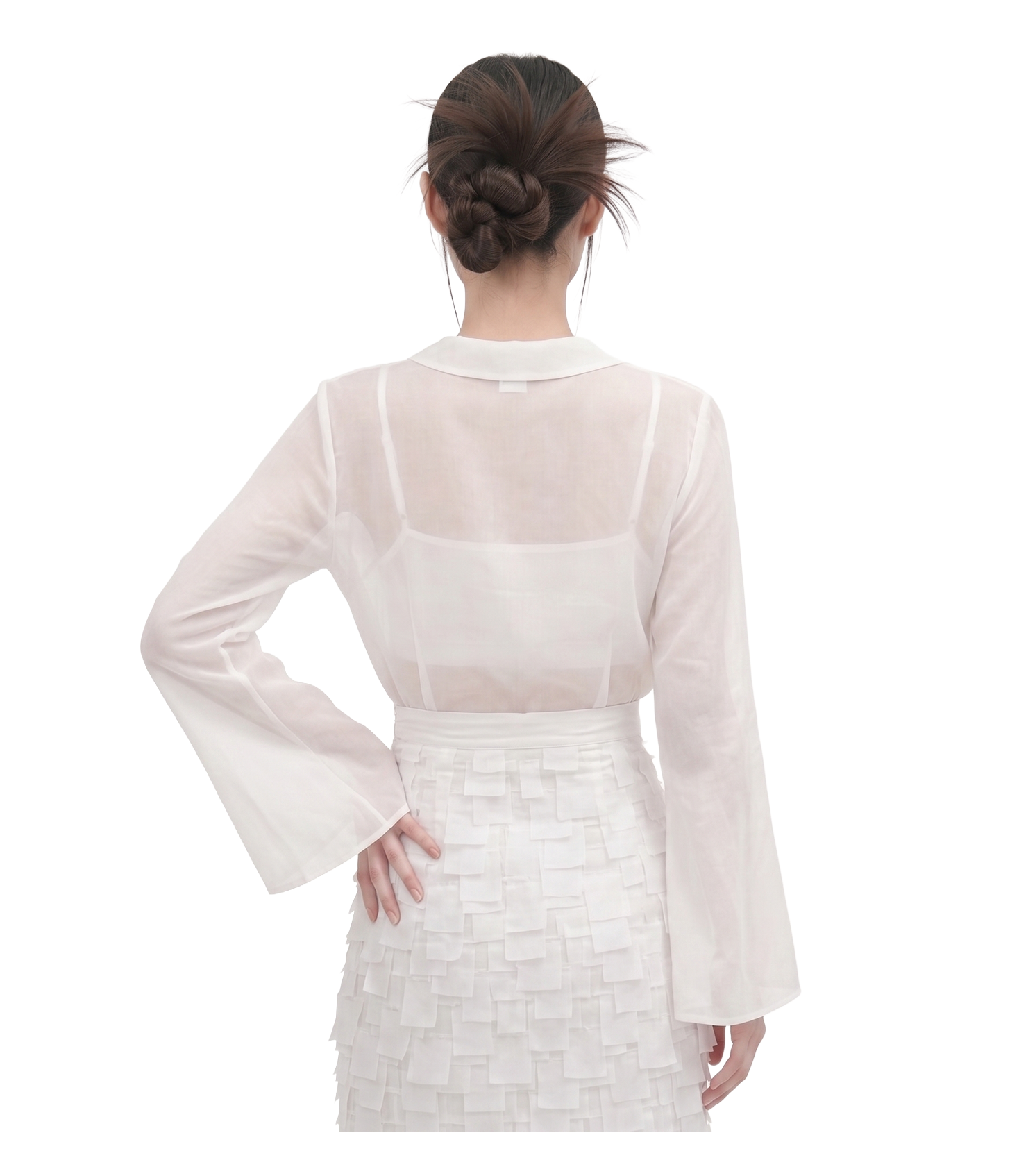Mist Sheer Flare-Cuff Open Shirt / 4050103