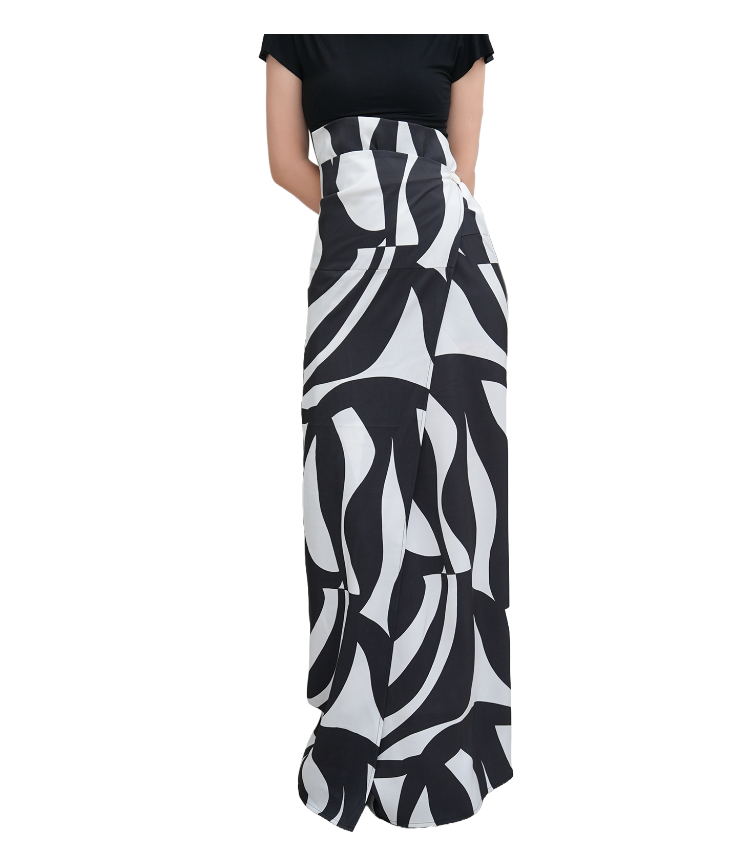Abstract Swirl Print High-Waist Mermaid Maxi Skirt / 4051504