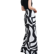 Abstract Swirl Print High-Waist Mermaid Maxi Skirt / 4051504