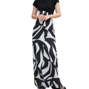 Abstract Swirl Print High-Waist Mermaid Maxi Skirt / 4051504