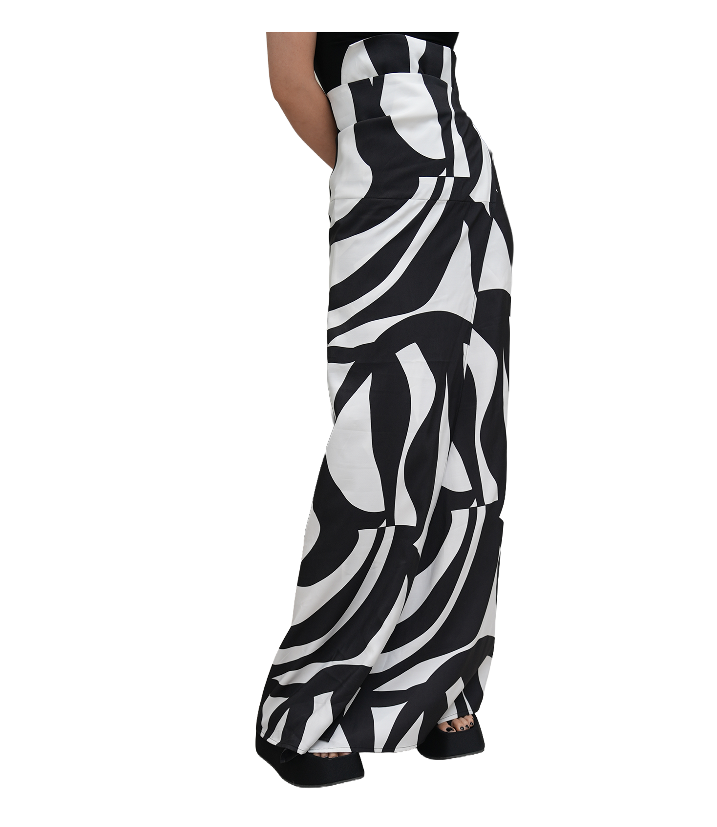 Abstract Swirl Print High-Waist Mermaid Maxi Skirt / 4051504