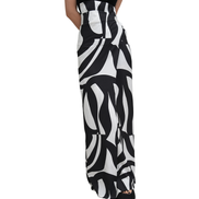 Abstract Swirl Print High-Waist Mermaid Maxi Skirt / 4051504
