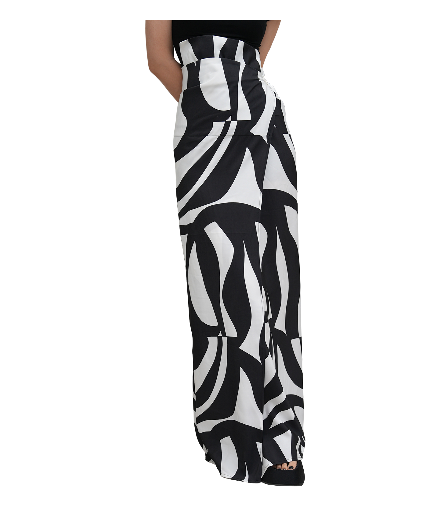 Abstract Swirl Print High-Waist Mermaid Maxi Skirt / 4051504