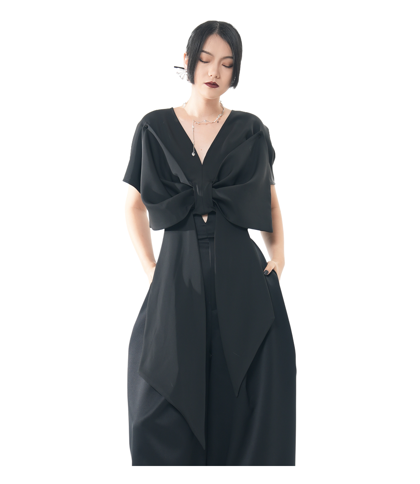 Butterfly Knot Deep-V Cropped Top / 4060502