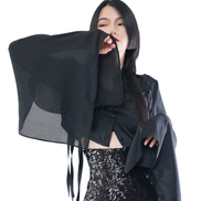 Sheer Chiffon Oversized Flare-Sleeve Blouse / 4071701