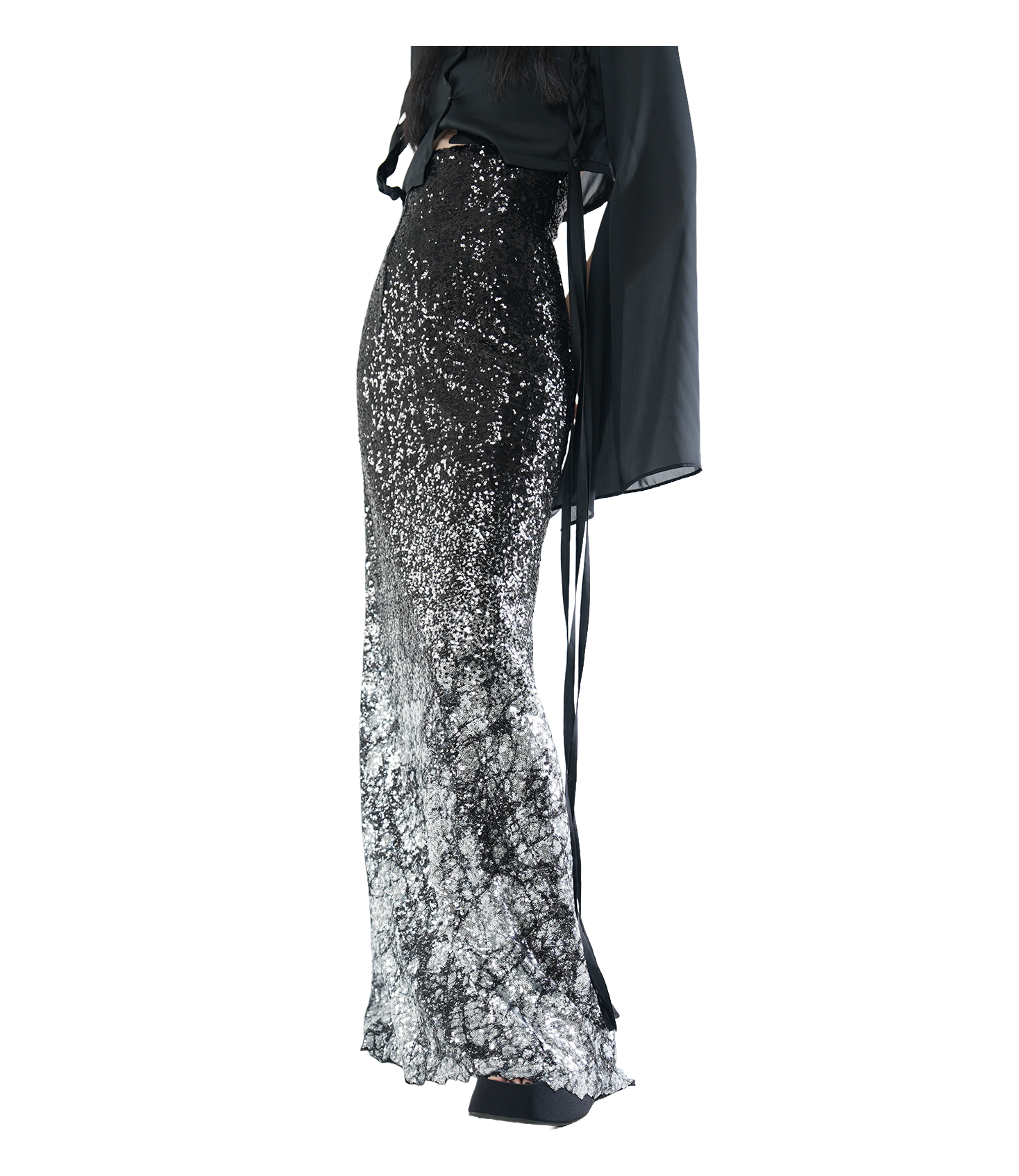 Ombré Sequin Lace-Up Maxi Skirt / 4071702