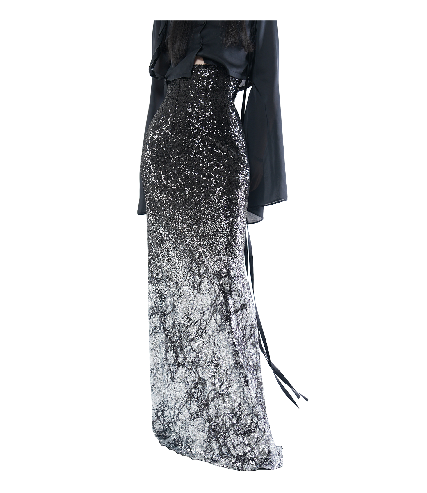 Ombré Sequin Lace-Up Maxi Skirt / 4071702