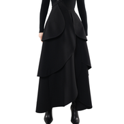 Tiered Scallop-Layer Asymmetric Maxi Skirt / 4121401