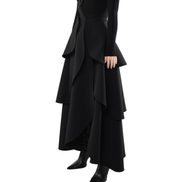 Tiered Scallop-Layer Asymmetric Maxi Skirt / 4121401