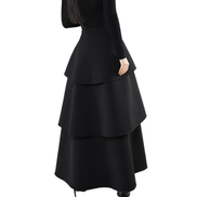 Tiered Scallop-Layer Asymmetric Maxi Skirt / 4121401