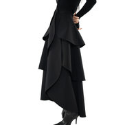 Tiered Scallop-Layer Asymmetric Maxi Skirt / 4121401