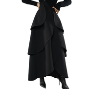 Tiered Scallop-Layer Asymmetric Maxi Skirt / 4121401